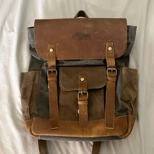 Waxed canvas leather backpack